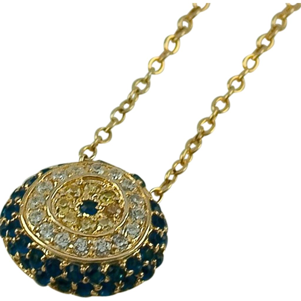 Evil Eye Oval Pendant Necklace-Sterling Silver (.925) & 14kt Gold
